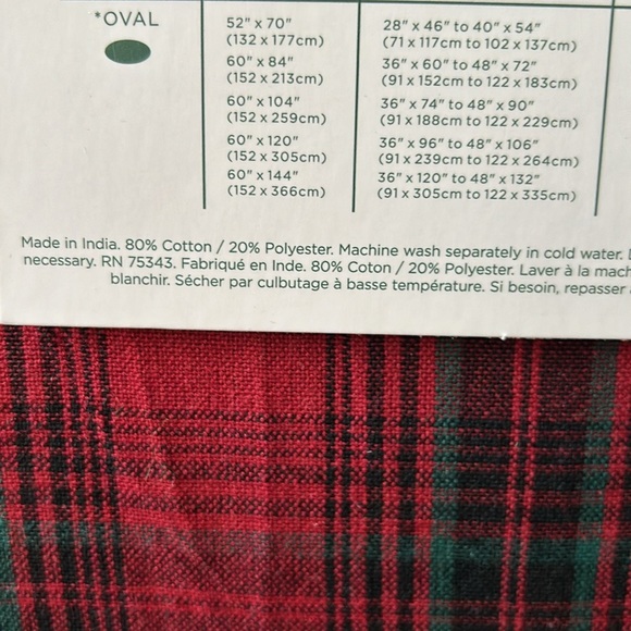 The Farmhouse Rachel Ashwell Christmas Tablecloth Plaid 60”x118” Oblong Red - Picture 3 of 3